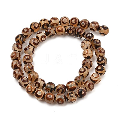 Natural Tibetan 3-Eye dZi Agate Beads Strands G-A240-A02-01-1