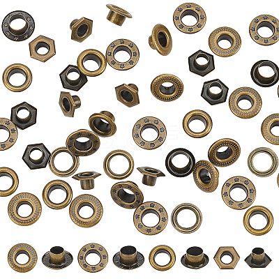 200Pcs 4 Styles Brass Grommet Eyelet Findings for Shoes KK-WR0001-22-1