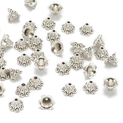 Tibetan Style Alloy Flower Bell Filigree Bead Caps X-TIBEB-O005-02-1