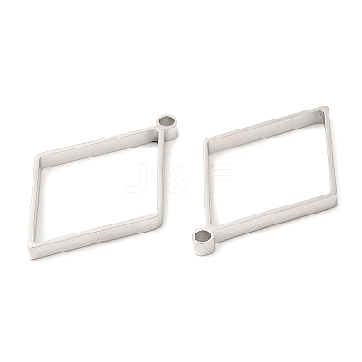 Non-Tarnish 304 Stainless Steel Open Back Bezel Rhombus Pendants STAS-Z040-02B-P-1