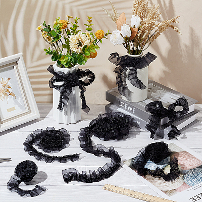 4Pcs 4 Styles Double & Single Layer Chinlon Lace Trim Fabric DIY-WR0003-87B-1