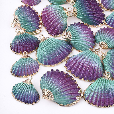 Spray Paint & Electroplate Sea Shell Pendants LS-SSHEL-S262-07A-1
