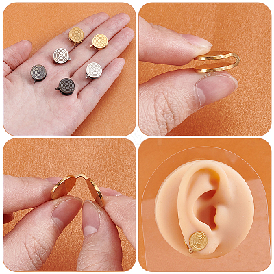 6Pcs 3 Colors 304 Stainless Steel Vortex Cuff Earrings EJEW-UN0002-74-1