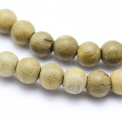 Natural Camphor Wood Beads Strands WOOD-P011-08-6mm-1