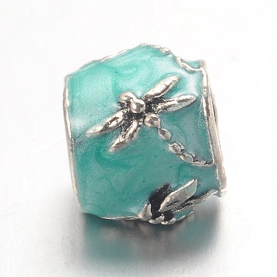 Barrel Large Hole Alloy Enamel European Beads MPDL-L013-10A-1