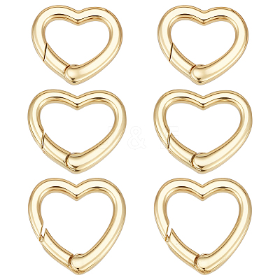 6Pcs 3 Styles Rack Plating Brass Spring Gate Rings KK-PH0013-94-1
