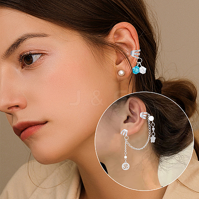 100Pcs Unisex 304 Stainless Steel Ear Cuff Findings with Hole FIND-DC0001-14-1