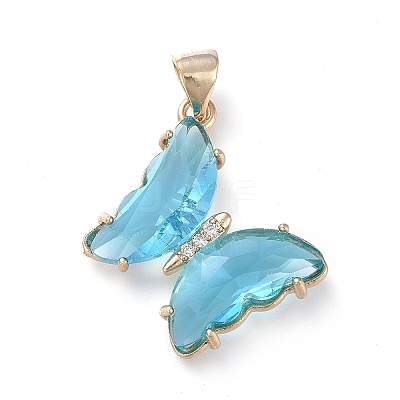 Brass Micro Pave Clear Cubic Zirconia Pendants ZIRC-P079-D01-15-1
