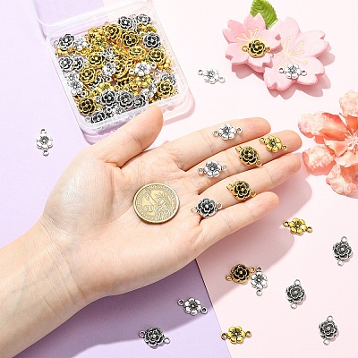 80Pcs 4 Styles Tibetan Style Links/Connectors TIBEB-YW0001-39-1