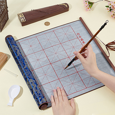 Rectangle Non-woven Fabric & Brocade Water Writing Cloth AJEW-OC0015-27A-1