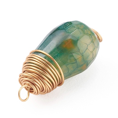 Dyed Natural Dragon Veins Agate Pendants X-PALLOY-JF00641-1