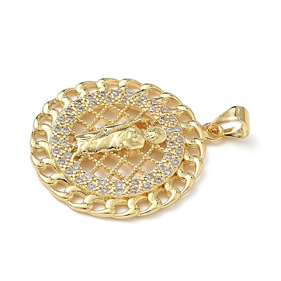 Brass Micro Pave Cubic Zirconia Pendants KK-L243-05G-03-1