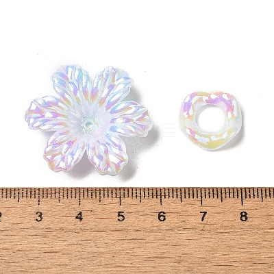Rainbow Iridescent Plating Acrylic Beads OACR-U006-01F-1