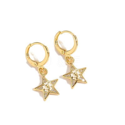 Golden Brass Micro Pave Clear Cubic Zirconia Leverback Earrings PW-WG6EB17-05-1