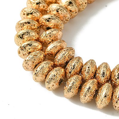 Electroplated Natural Lava Rock Beads Strands G-I360-P01-02-1