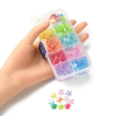 260~300pcs 10 Colors Eco-Friendly Transparent Acrylic Beads TACR-YW0001-66-1