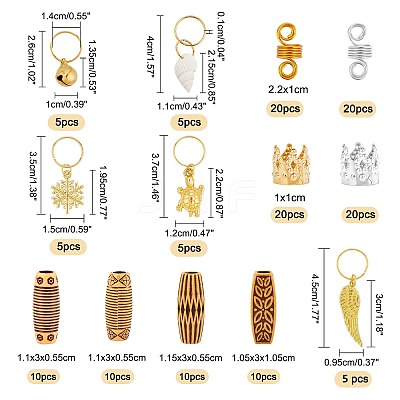 Plastic Dreadlocks Braiding Beads & Aluminum Hair Braid Dreadlock Beads OHAR-NB0001-15-1