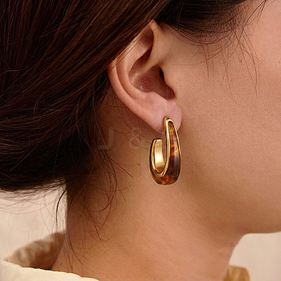 304 Stainless Steel Resin Stud Earrings for Women EG1813-3-1