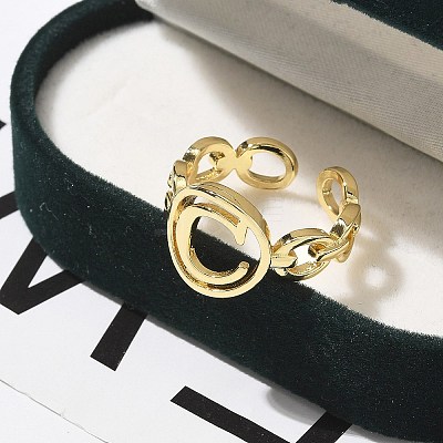 Brass Open Cuff Rings for Women RJEW-K289-01G-C-1