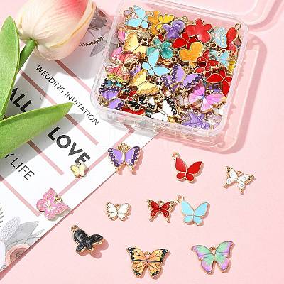 80Pcs 8 Styles Alloy Enamel Pendants ENAM-FS0003-62-1