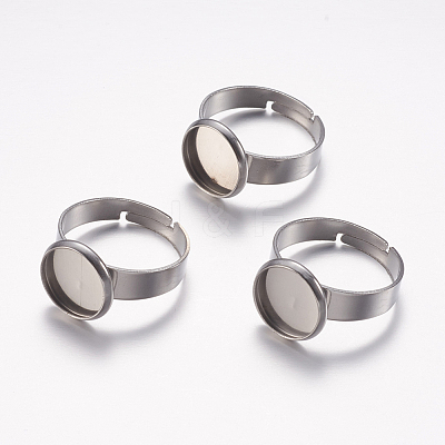 Tarnish Resistant Adjustable 304 Stainless Steel Finger Rings Components STAS-I097-037E-P-1