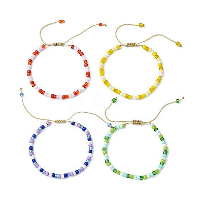 Glass Seed Braided Bead Bracelet for Women BJEW-JB09656-1