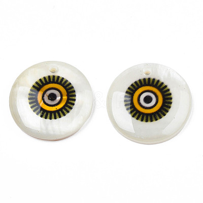 Printed Freshwater Shell Charms SHEL-T009-20A-1