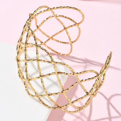 Hollow 304 Stainless Steel Cuff Bangles BJEW-B158-04G-02-1