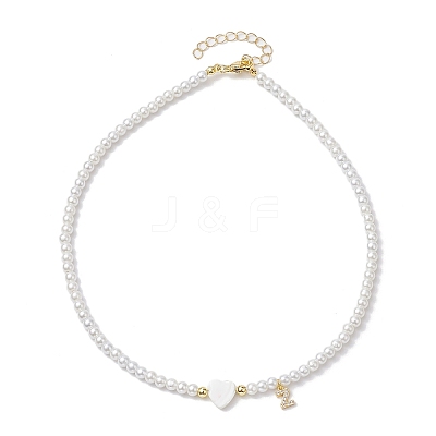 Brass Micro Pave Grade AAA Cubic Zirconia Letter Pendant Necklaces NJEW-JN04771-26-1