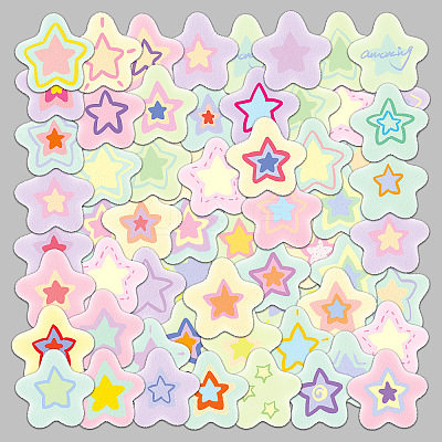 50Pcs Cute Star PVC Self-Adhesive Stickers PW-WG31145-01-1