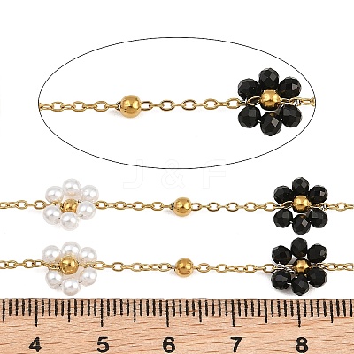 Glass & ABS Plastic Imitation Pearl Beaded Chains SA-CBAD321-02A-1