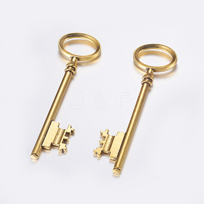 Tibetan Style Alloy Skeleton Key Large Pendants TIBEP-S105-AG-RS-1