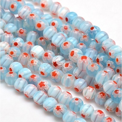 Round Millefiori Glass Beads Strands LK-P001-22-1