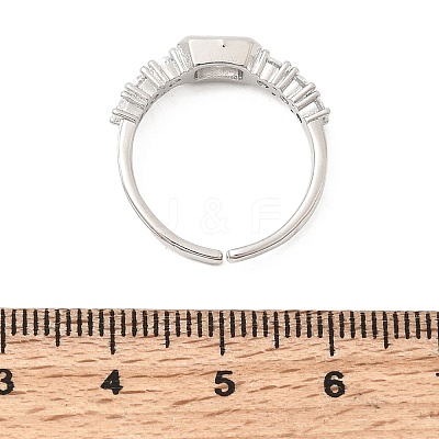 Brass with Cubic Zirconia Cuff Rings for Women RJEW-B160-07B-P-1