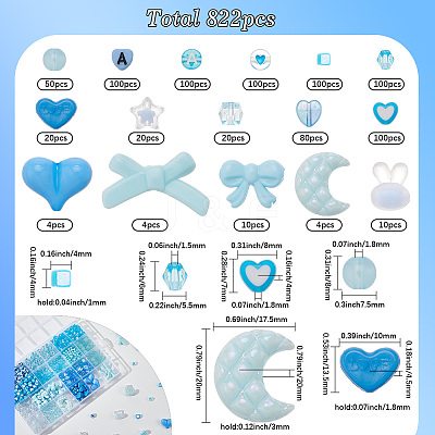 822Pcs Acrylic Beads MACR-SP0001-65A-1