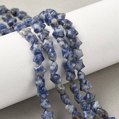 Natural Blue Spot Jasper Star Beads Strands G-Z080-A06-1