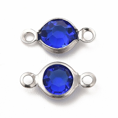 304 Stainless Steel with Glass Connector Charms STAS-G305-08P-04-1