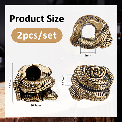2Pcs Brass European Beads KK-FH0008-13AB-1