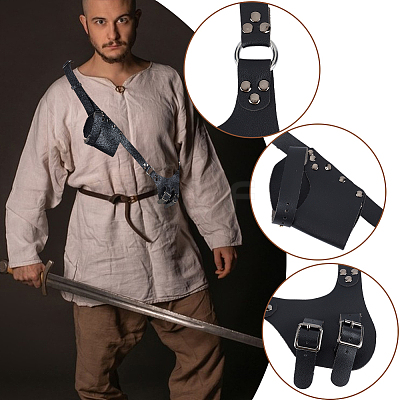 PU Leather with Alloy Waist Fencing Sheath AJEW-WH0419-03B-1