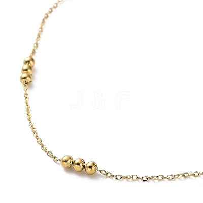304 Stainless Steel Round Beaded Link Chain Necklaces for Women LS-NJEW-D058-02G-1