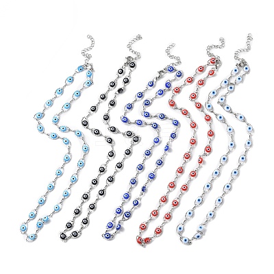 Evil Eye Plastic Link Chain Necklace NJEW-H169-03P-1