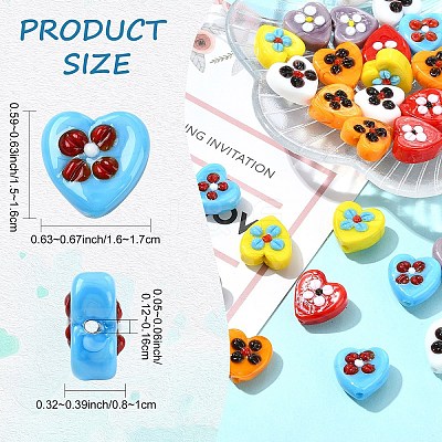 30Pcs 6 Colors Handmade Lampwork Beads LAMP-YW0004-19-1