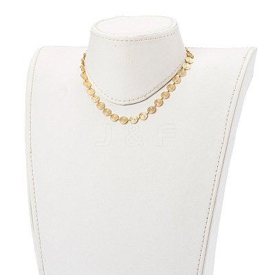 Brass Flat Round Link Chain Necklaces X-NJEW-JN03361-1