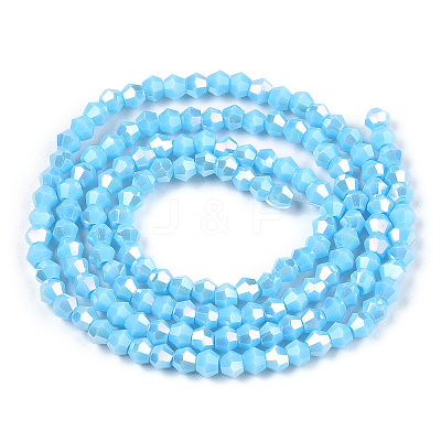 Opaque Solid Color Electroplate Glass Beads Strands EGLA-A039-P2mm-B12-1