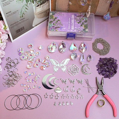 350Pcs DIY Glass Crystal Sun Catcher Hanging Decoration Sets PW-WG65588-01-1
