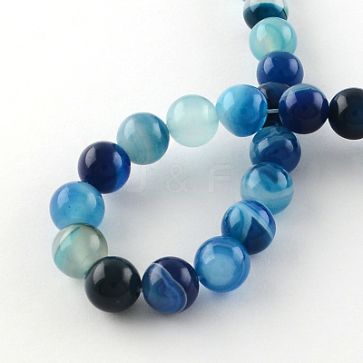 Dyed Natural Striped Agate/Banded Agate Round Bead Strands X-G-R342-4mm-05-1