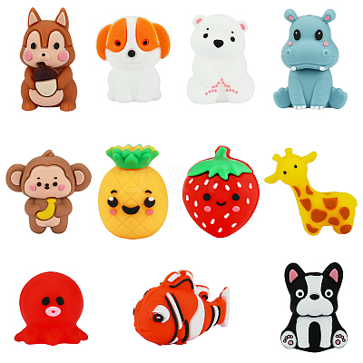 12Pcs 12 Styles Silicone Beads SIL-SZ0003-24-1