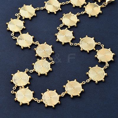 304 Stainless Steel Sun Link Chain Necklaces for Women NJEW-G178-14G-1