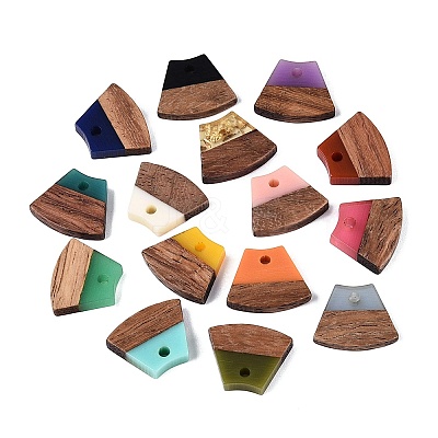 Opaque & Transparent Resin & Walnut Wood Pendants RESI-N053-34-1