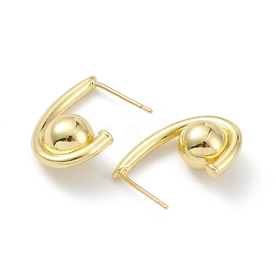 Rack Plating Brass Stud Earrings for Women EJEW-K245-28G-1